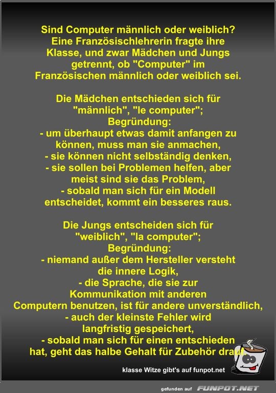 Sind Computer maennlich oder weiblich