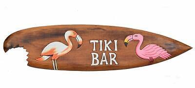 Surfboard-100cm-mit-Flamingo-und-Tiki-Ba