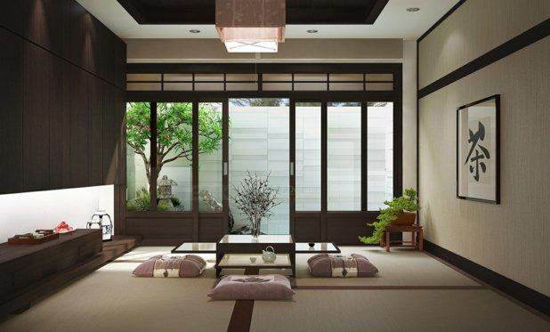 dekoration-zen-wohnzimmer-japanisch