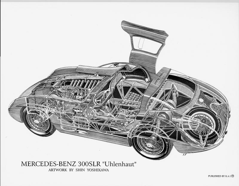 68952b 1955 Mercedes-Benz 300SLR cutaway