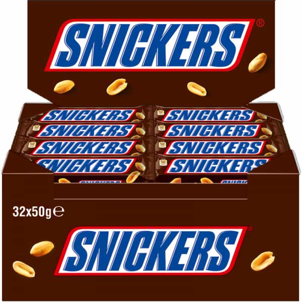 snickers 50g riegel karton