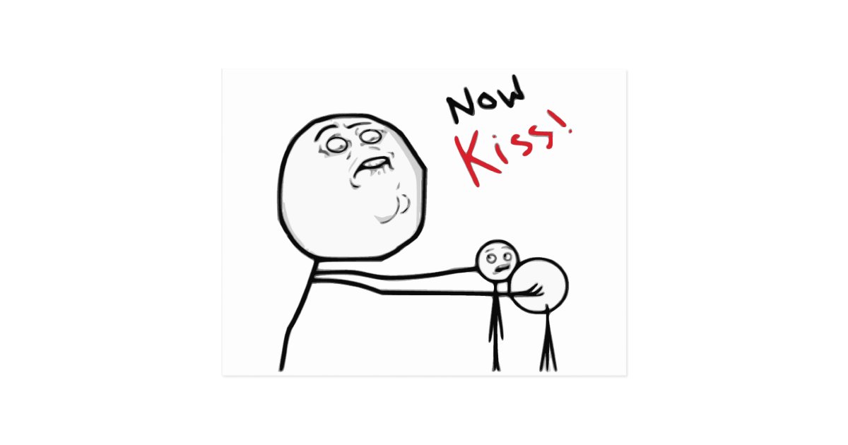 now kiss rage face comic meme postcard-r