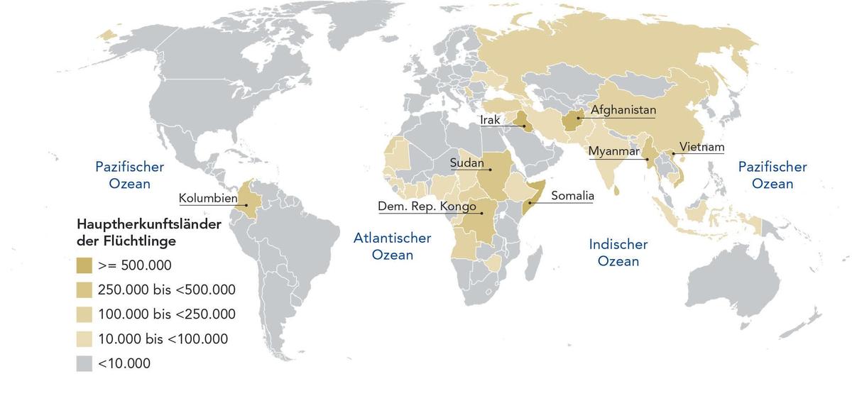 weltkarte fluechtlinge
