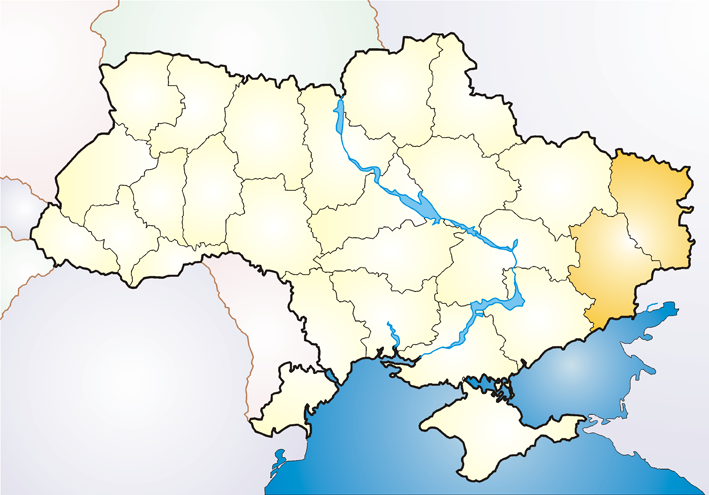 Map of Ukraine political simple Donbass