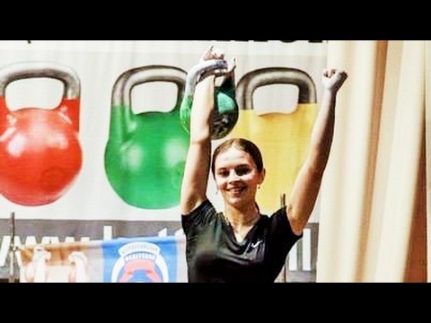 Youtube: Ksenia Dedyukhina - first time in the history of kettlebell sport 202 reps in snatch (2014)