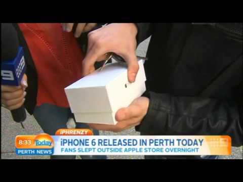 Youtube: First person to buy an iPhone 6 in Perth immediately drops it during TV interview