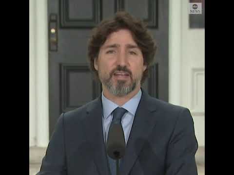 Youtube: PM Justin Trudeau pauses before responding to Pres. Trump's threatened military force | ABC News