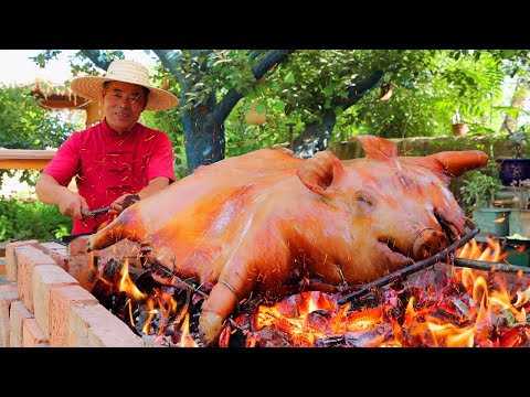 Youtube: GAINT PIG Roasted for Half Day! Treat My Followers With The Best Dish!  | Uncle Rural Gourmet