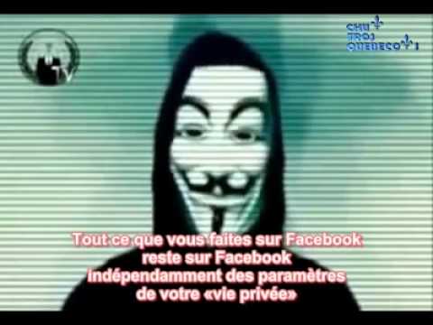 Youtube: Message from Anonymous: opération facebook, Nov 5 2011 FOLLOW PARTICIPATION
