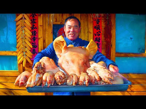Youtube: Pork HEAD, FEET, KNUCKLES Feast! Delicious Meat Pressed with Special Tool! | Uncle Rural Gourmet