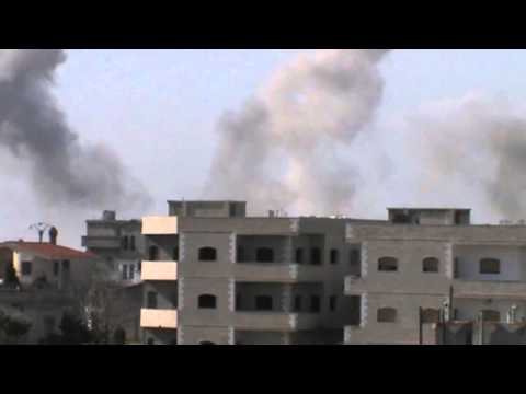 Youtube: حمص جوبر سقوط الصواريخ من طائرة الميغ تصوير محترف 24 1 2013