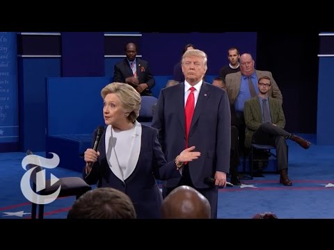 Youtube: Trump's Looming Onstage Presence in Presidential Debate | Election 2016 | The New York Times