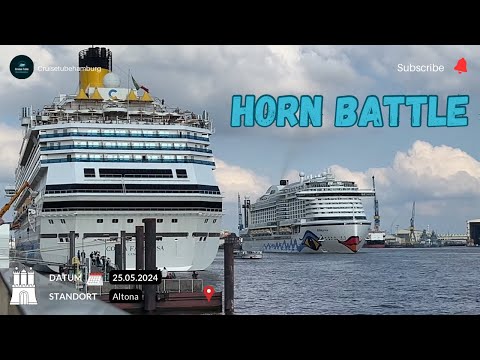 Youtube: Spektakuläres Hornbattle zwischen der Aida Prima und der Costa Favolosa (25.05.2024)