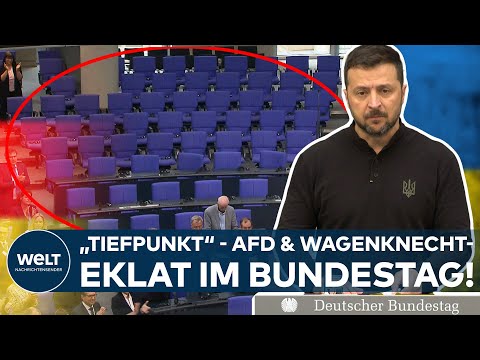 Youtube: EKLAT IM BUNDESTAG: AFD & Wagenknecht-Partei sorgen für Entsetzen bei Selenskyj-Rede im Bundestag