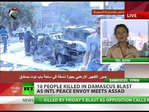 Youtube: Car bomb kills at least 10 in Damascus as UN envoy meets Assad