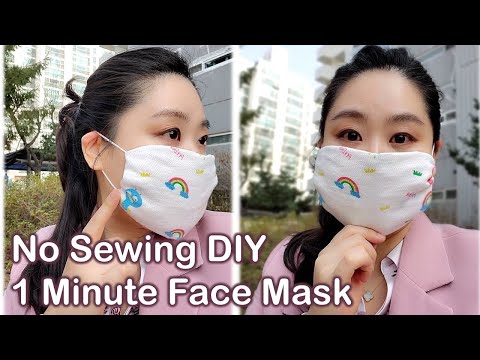 Youtube: How to make EASY FACE MASK in 1 MINUTE - NO SEWING! WASHABLE, REUSABLE FACE MASK [XS-XXL]
