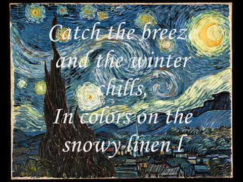 Youtube: Don McLean - Vincent ( Starry, Starry Night) With Lyrics