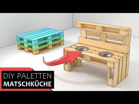 Youtube: DIY Pallets Mud Kitchen   \\  step by step           DIY Paletten Matschküche \\  Animation