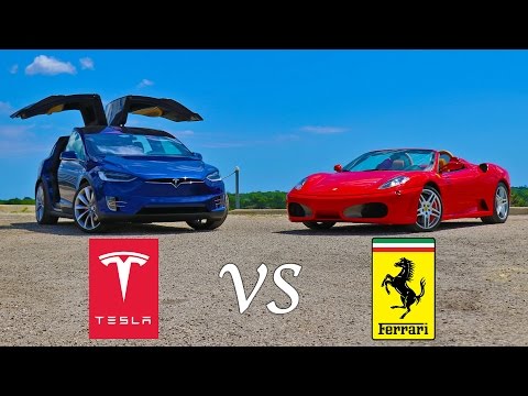 Youtube: Tesla Model X P90D Ludicrous vs Ferrari F430 Drag Racing and Roll Racing